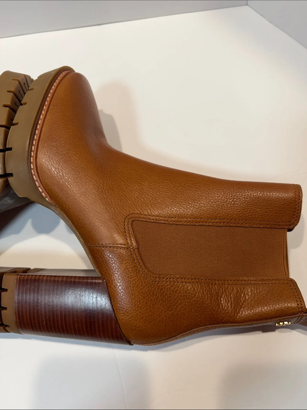 Tory Burch Camel Lug Ankle Boots